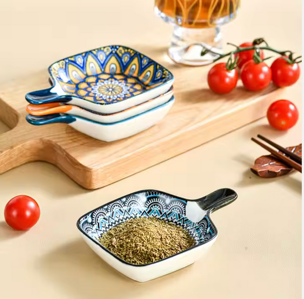 Accessories - 4 Pack Assorted Ceramic Square Dipping Bowl for Oils & Vinegars