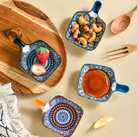 Accessories - 4 Pack Assorted Ceramic Square Dipping Bowl for Oils & Vinegars